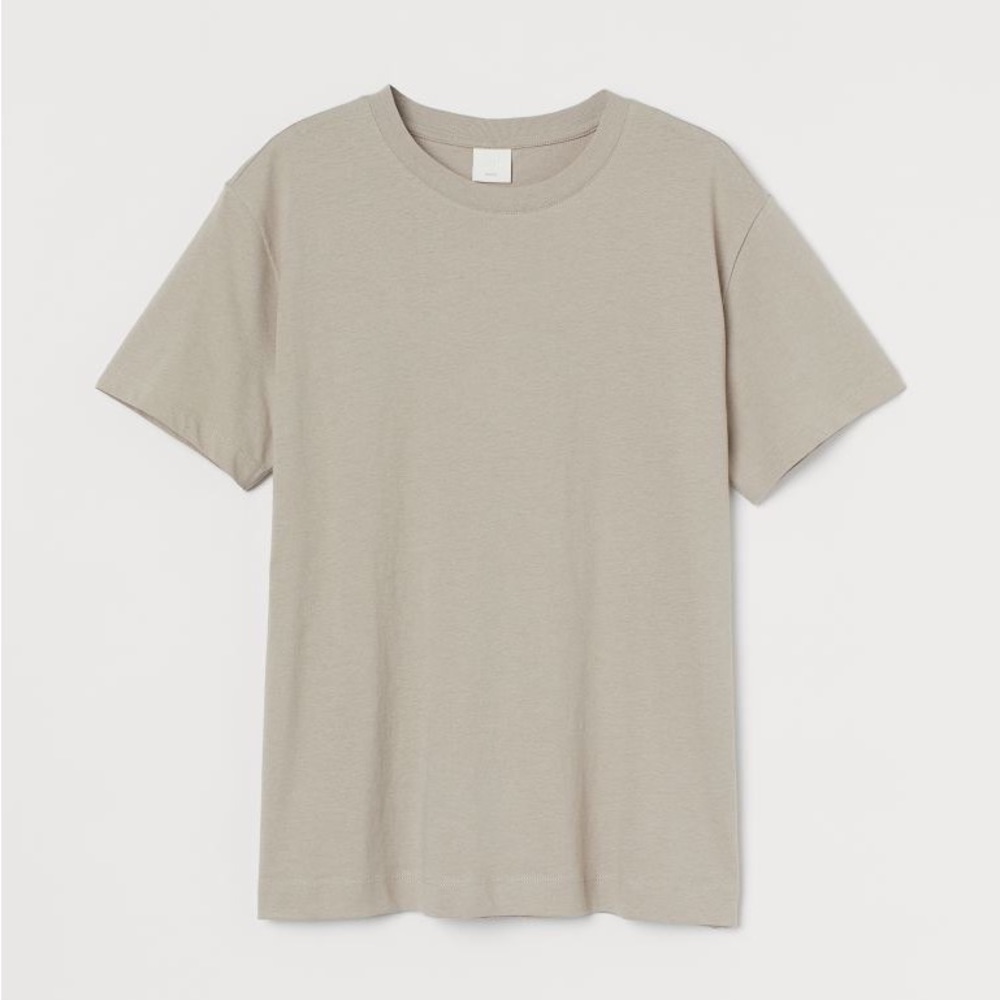 New H&M Cotton T-shirt XL Light Taupe